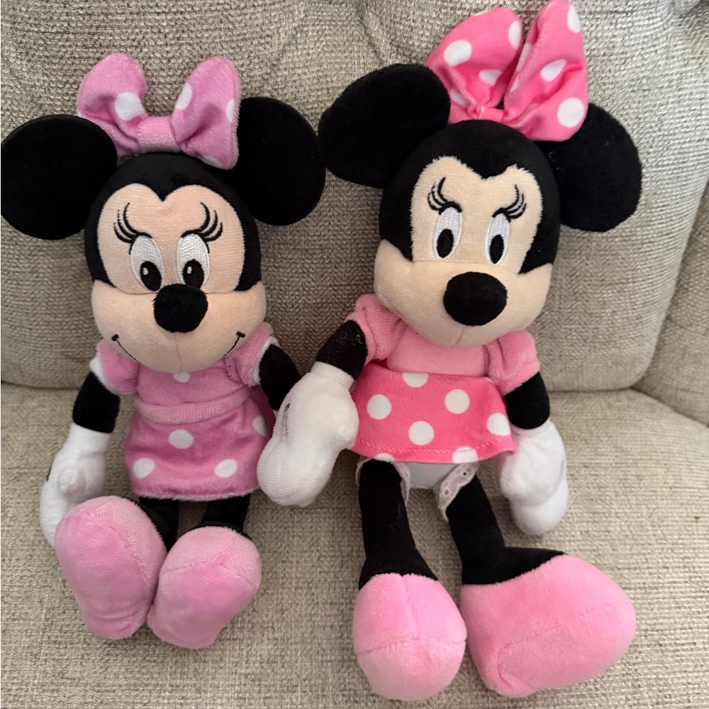 Disney Minnie Mouse Plush Duo in Pink Polka Dot Outfits- All ready for Easter